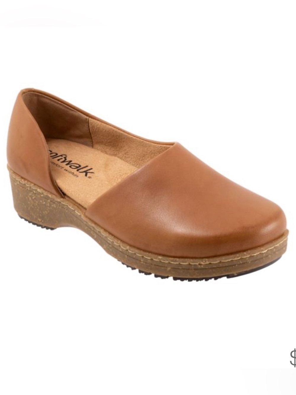 New SoftWalk Addie Leather Cognac Clogs 8W